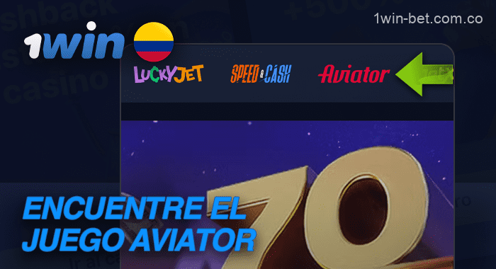 Busque el juego Aviator en el menú superior de 1win