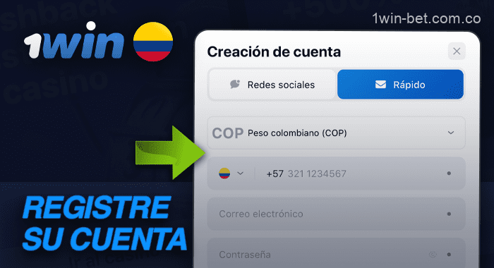 Registra tu cuenta en 1win Colombia