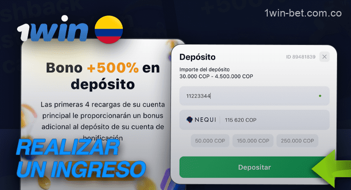 Realiza un ingreso y activa tu regalo en 1win
