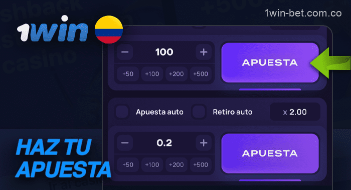 Seleccione un importe y confirme su apuesta en Lucky Jet en 1win