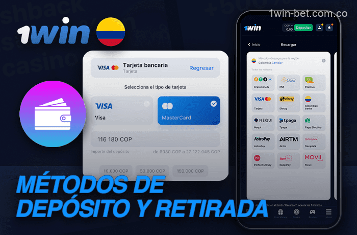 Métodos de pago y retirada para jugadores colombianos en la app de 1win