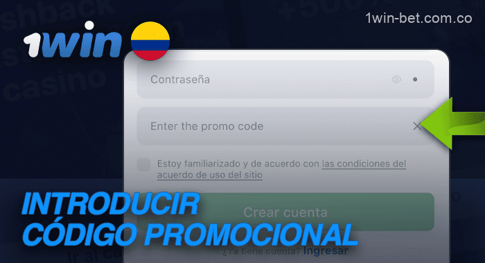 Introduzca un código promocional para 1Win